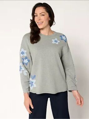 Driftwood Jeans French Terry Gathered Sleeve Pullover